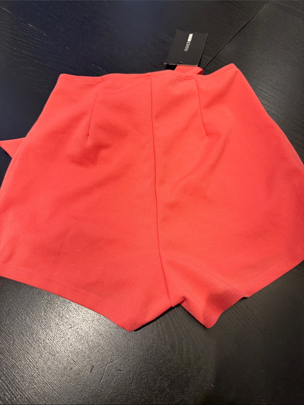 Fashion Nova Coral-Red Tie Front Skort - Picture 3 of 3